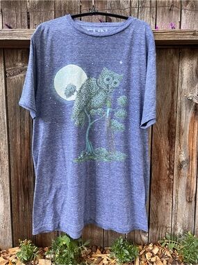 Retro Blue Graphic Owl Tee